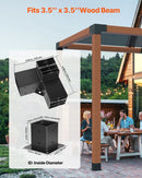 VEVOR pergolas stūra stiprinājumu komplekts 92 × 92 mm koka brusām, 3 virzienu lielas slodzes savienojumi ar stabu pamatnēm, lapenēm, terasēm un koka nojumēm, 4 gab.
