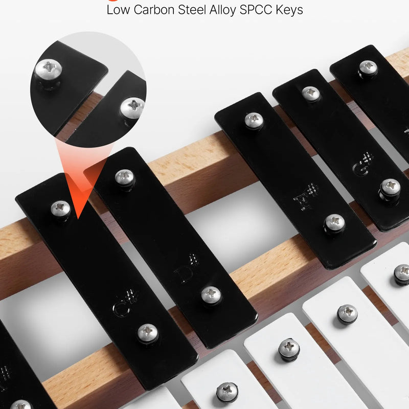 VEVOR metalofons ar 27 notīm, profesionāls perkusiju instruments ar metāla plāksnītēm, 4 vālītēm un pārnēsāšanas somu, piemērots iesācējiem un pieaugušajiem mūzikas apguvei