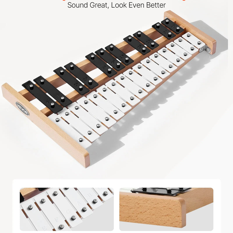 VEVOR metalofons ar 27 notīm, profesionāls perkusiju instruments ar metāla plāksnītēm, 4 vālītēm un pārnēsāšanas somu, piemērots iesācējiem un pieaugušajiem mūzikas apguvei
