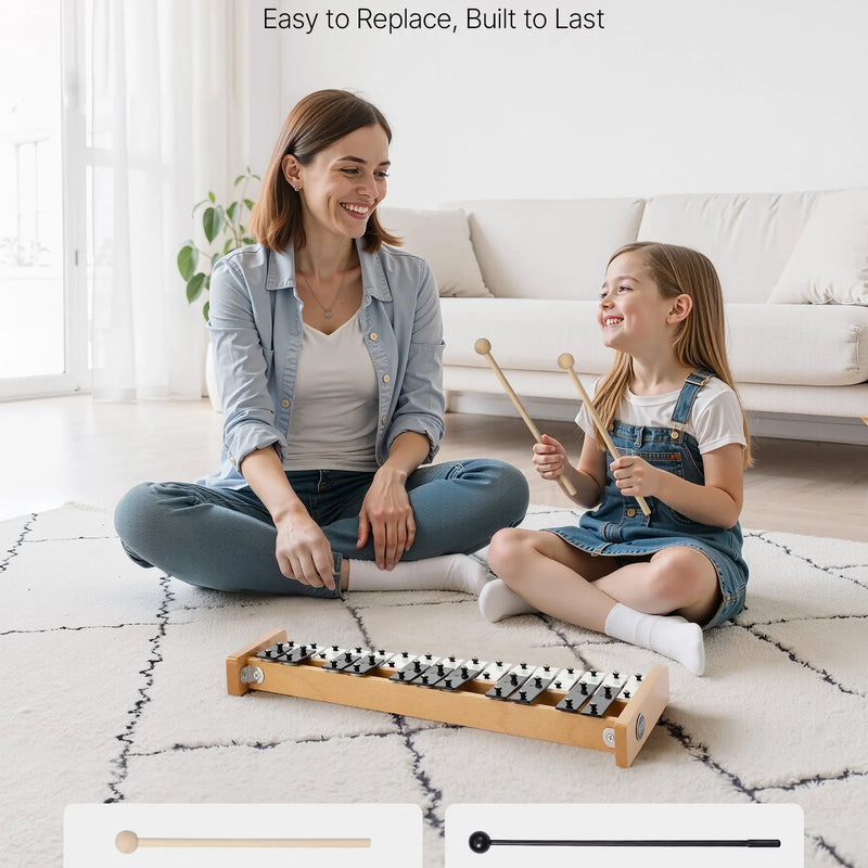 VEVOR metalofons ar 27 notīm, profesionāls perkusiju instruments ar metāla plāksnītēm, 4 vālītēm un pārnēsāšanas somu, piemērots iesācējiem un pieaugušajiem mūzikas apguvei