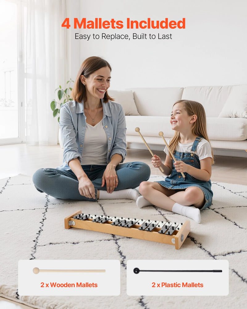 VEVOR metalofons ar 27 notīm, profesionāls perkusiju instruments ar metāla plāksnītēm, 4 vālītēm un pārnēsāšanas somu, piemērots iesācējiem un pieaugušajiem mūzikas apguvei