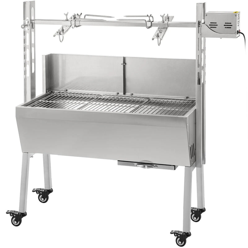 VEVOR rotējošais grils, BBQ iesma cepetis ar 60 kg kravnesību, ar ogļu deflektoru, 25 W ogļu piedziņas motoru, jēra un cūkas cepšanai, āra piknikiem un kempingam