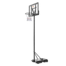 VEVOR basketbola grozs ar regulējamu augstumu 1,22–3,05 m, pārnēsājama sistēma ar 112 cm aizmugures vairogu, grozs ar statīvu, riteņiem un uzpildāmu pamatni, piemērots bērniem un pieaugušajiem, lietošanai telpās un ārā - ZEMLETES.LV