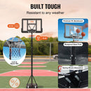 VEVOR basketbola grozs ar regulējamu augstumu 1,22–3,05 m, pārnēsājama sistēma ar 112 cm aizmugures vairogu, grozs ar statīvu, riteņiem un uzpildāmu pamatni, piemērots bērniem un pieaugušajiem, lietošanai telpās un ārā - ZEMLETES.LV