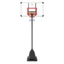 VEVOR basketbola grozs ar regulējamu augstumu 2,31–3,05 m, pārnēsājama sistēma ar 127 cm aizmugures vairogu, grozs ar statīvu, riteņiem un uzpildāmu pamatni, piemērots bērniem un pieaugušajiem, lietošanai telpās un ārā - ZEMLETES.LV
