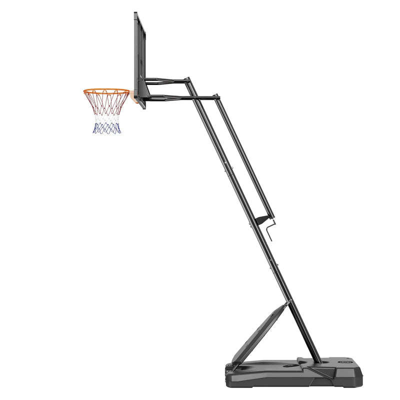 VEVOR basketbola grozs ar regulējamu augstumu 2,31–3,05 m, pārnēsājama sistēma ar 137 cm aizmugures vairogu, grozs ar statīvu, riteņiem un uzpildāmu pamatni, piemērots bērniem un pieaugušajiem, lietošanai telpās un ārā - ZEMLETES.LV