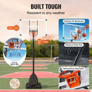 VEVOR basketbola grozs ar regulējamu augstumu 2,31–3,05 m, pārnēsājama sistēma ar 137 cm aizmugures vairogu, grozs ar statīvu, riteņiem un uzpildāmu pamatni, piemērots bērniem un pieaugušajiem, lietošanai telpās un ārā - ZEMLETES.LV