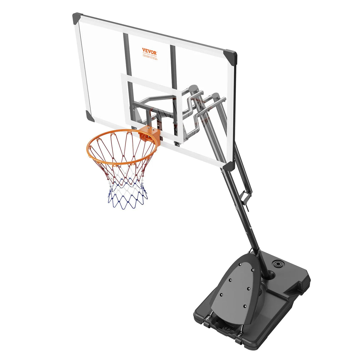 VEVOR Basketball Hoop with Adjustable Height 2.31–3.05 m, Portable System with 137 cm Backboard, Hoop with Stand, Wheels and Fillable Base, Suitable for Children and Adults, Indoor and Outdoor Use