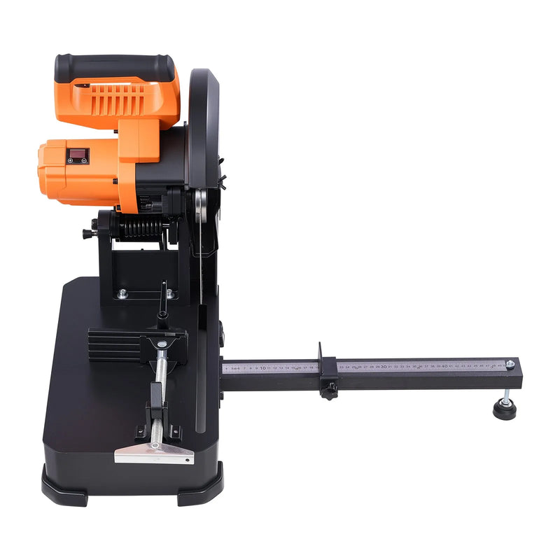 VEVOR metāla griešanas zāģis ar 355 mm aukstās griešanas disku, 3500 W bezsuku motors, regulējams ātrums 750–1200 apgr./min, paredzēts metāla kvadrātcauruļu, plakanprofilu un I-siju griešanai