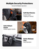 VEVOR metāla griešanas zāģis ar 355 mm aukstās griešanas disku, 3500 W bezsuku motors, regulējams ātrums 750–1200 apgr./min, paredzēts metāla kvadrātcauruļu, plakanprofilu un I-siju griešanai