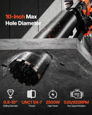 VEVOR dimanta serdes urbjmašīna ar statīvu, urbšanas diametrs 20–254 mm, mitrās un sausās urbšanas iekārta betonam, 2 ātrumi 535 / 920 apgr./min, 2500 W, UNC 1 1/4–7 vītne, ar 10 urbjiem, piemērota betonam, ķieģelim un akmenim