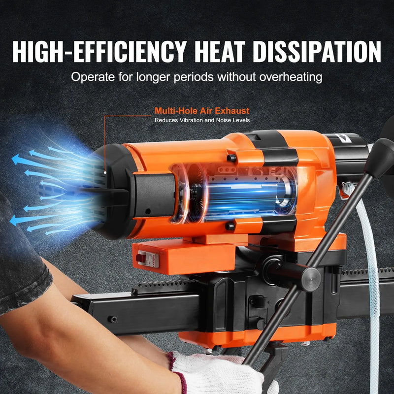 VEVOR dimanta serdes urbjmašīna ar statīvu, urbšanas diametrs 20–300 mm, 3500 W, dimanta serdes urbšanas iekārta ar statīvu — spēcīga urbšana gan sausā, gan mitrā režīmā betonam, ķieģelim un mūra materiāliem.