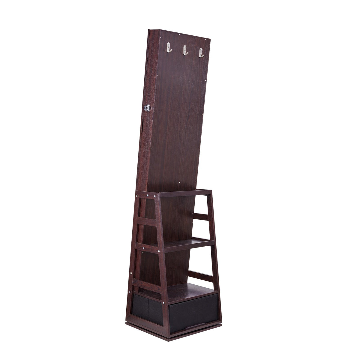 VEVOR Mirror Jewellery Cabinet with 360° Rotating Standing Mirror and Storage, Brown