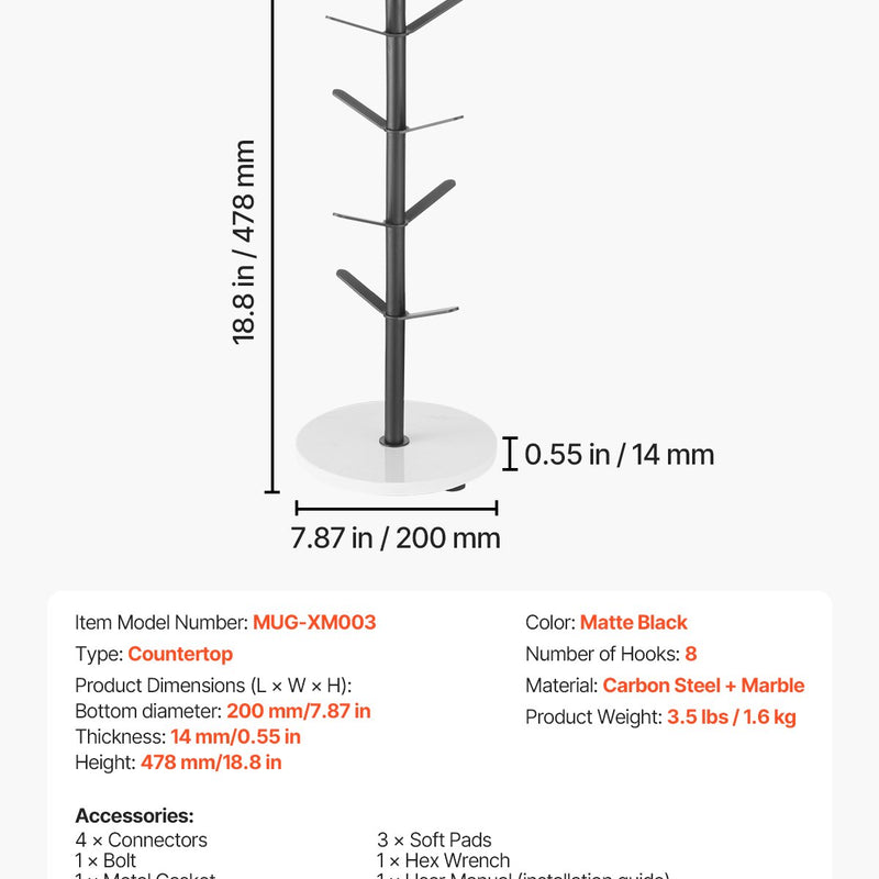 VEVOR кружка с мраморным полом, 8 дней