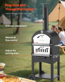 Āra picas krāsns, 30 cm granulu uguns krāsns, 2 slāņu malkas kurtuve ar noņemamiem riteņiem, maksimālā temperatūra 538 °C, piemērota bārbekjū