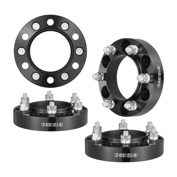 31,75 mm 6x139,7 mm kalti riteņu adapteri, 6 skrūvju, melni, 4 gab.
