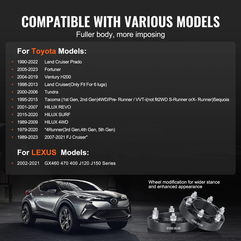 31,75 mm 6x139,7 mm kalti riteņu adapteri, 6 skrūvju, melni, 4 gab.