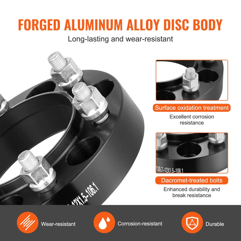 31,75 mm 6x139,7 mm kalti riteņu adapteri, 6 skrūvju, melni, 4 gab.