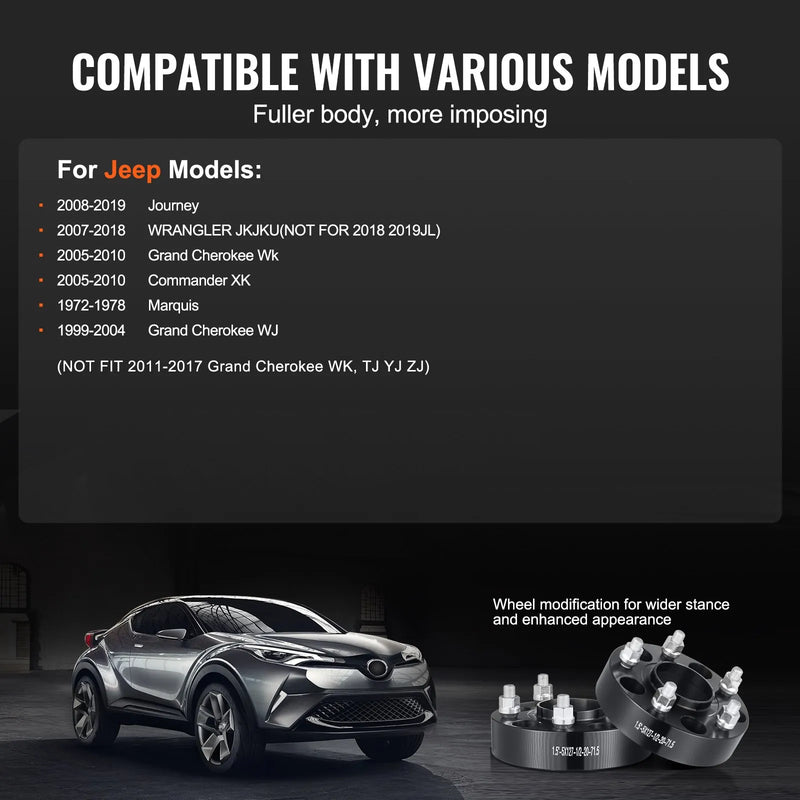 38 mm distanceri (5×127 mm), foršēti riteņu adapteri, 4 gab., melni