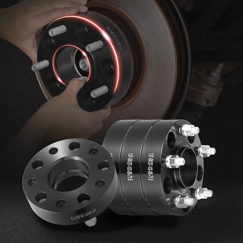 38 mm distanceri (5×127 mm), foršēti riteņu adapteri, 4 gab., melni