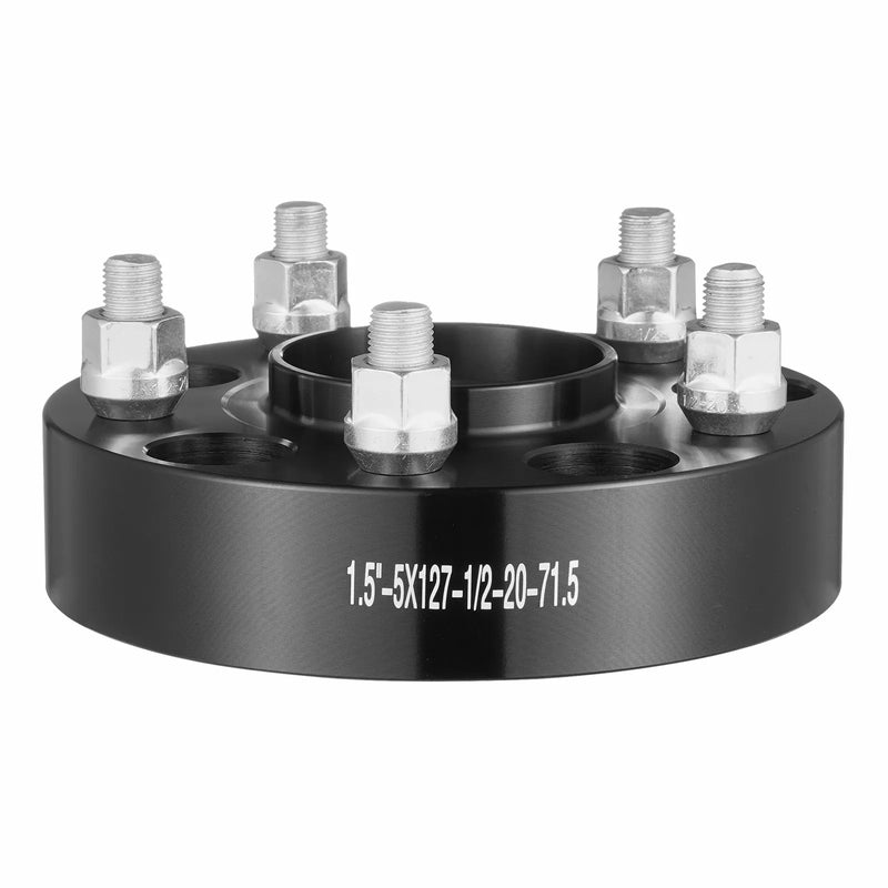 38 mm distanceri (5×127 mm), foršēti riteņu adapteri, 4 gab., melni