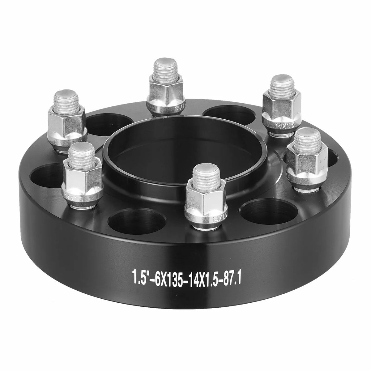 38.1 mm 6x135 mm forged wheel adapters, 6 lug, black, 4 pcs