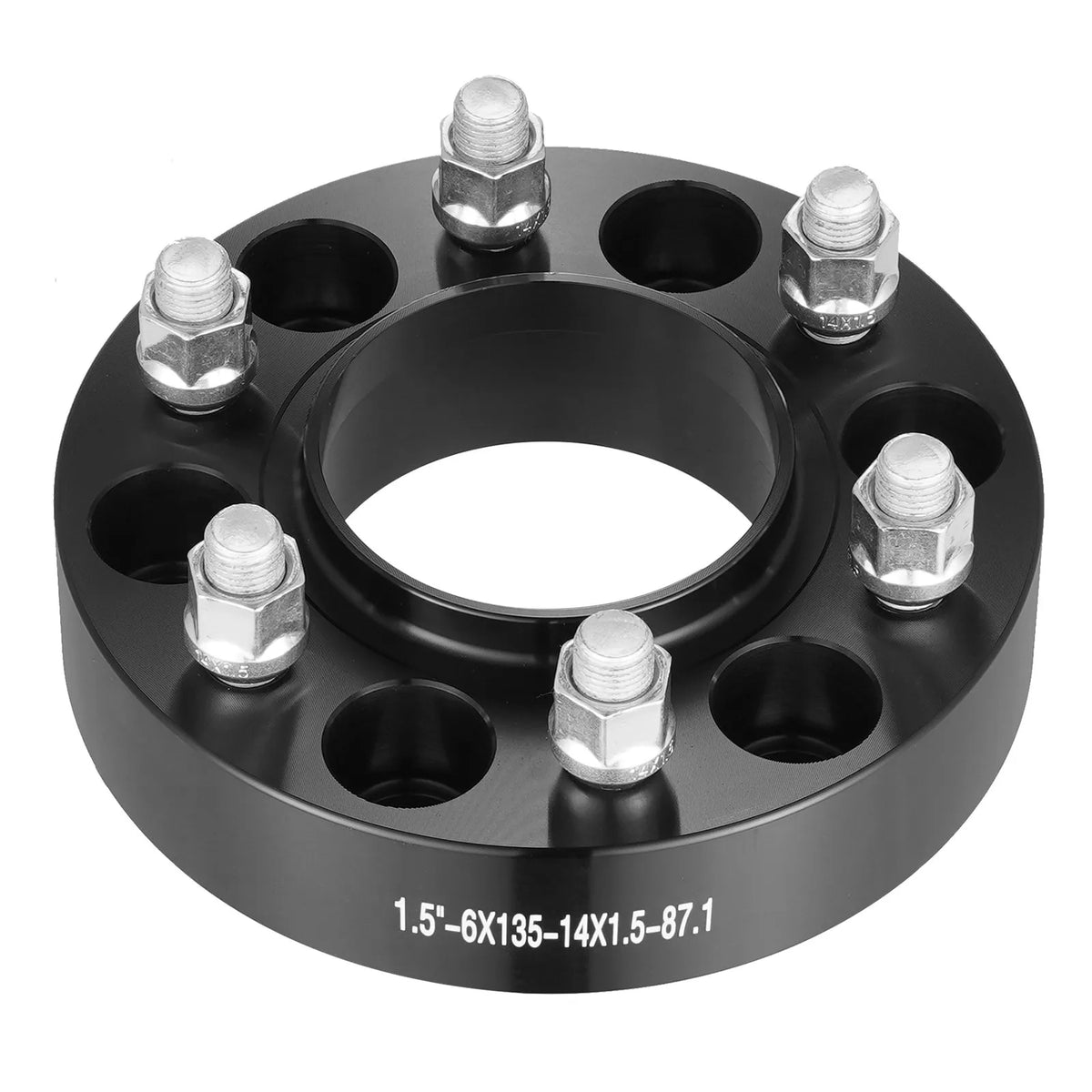 38.1 mm 6x135 mm forged wheel adapters, 6 lug, black, 4 pcs