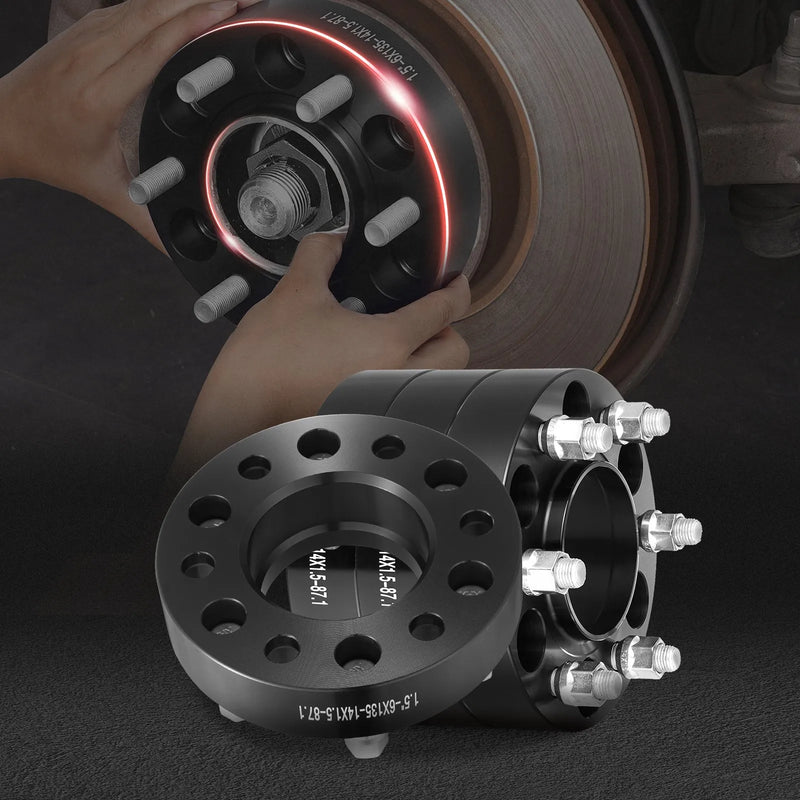 38,1 mm 6x135 mm kalti riteņu adapteri, 6 skrūvju, melni, 4 gab.