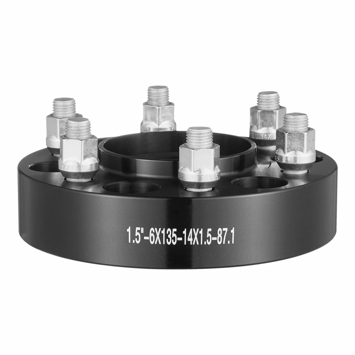 38.1 mm 6x135 mm forged wheel adapters, 6 lug, black, 4 pcs