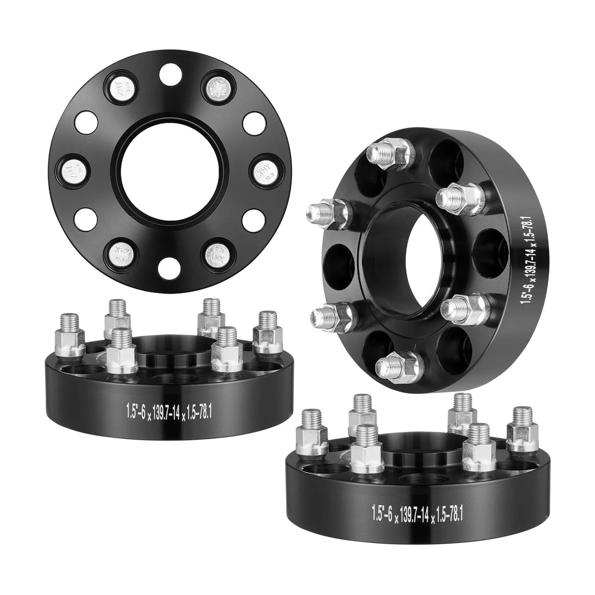38.1 mm 6×139.7 mm wheel spacers, 6-bolt mounting, forged, 4 pcs, black