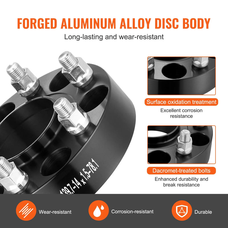 38,1 mm 6×139,7 mm riteņu distanceri, 6 skrūvju stiprinājums, kalti, 4 gab., melni