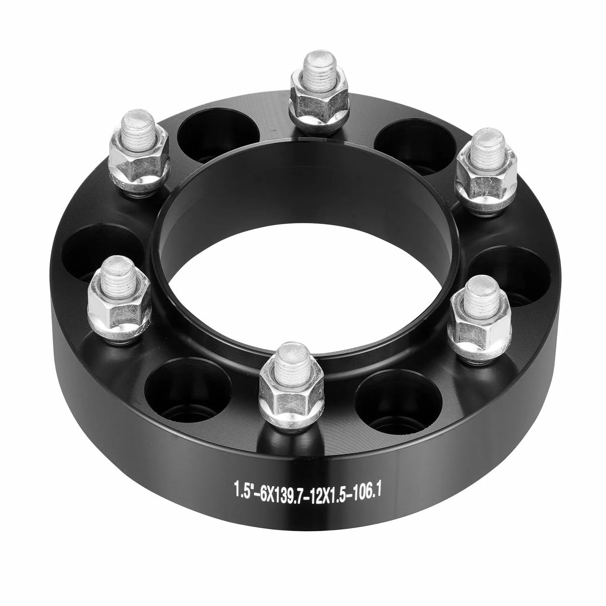 38.1 mm 6x139.7 mm forged wheel adapters, 6 stud, black, 4 pcs