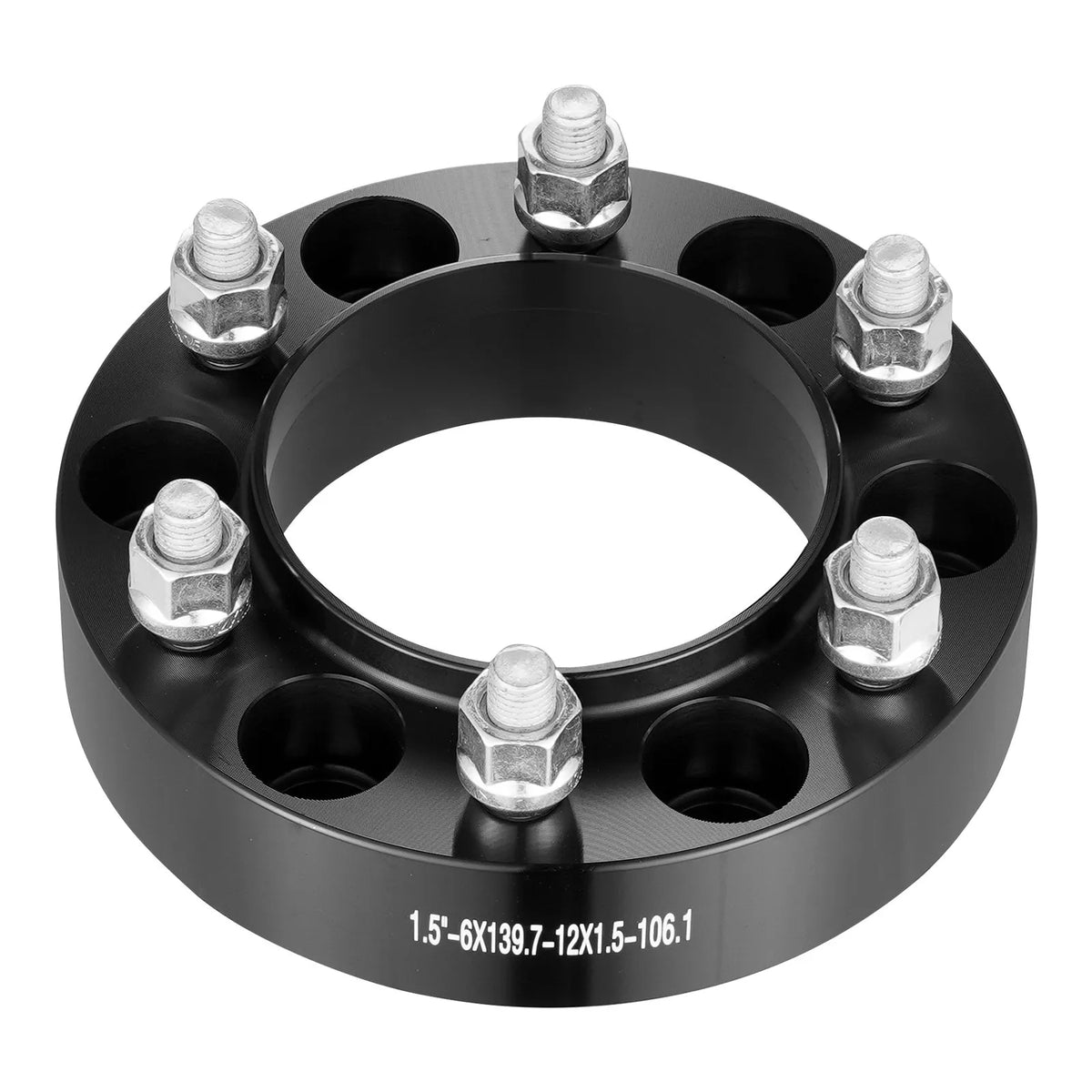 38.1 mm 6x139.7 mm forged wheel adapters, 6 stud, black, 4 pcs
