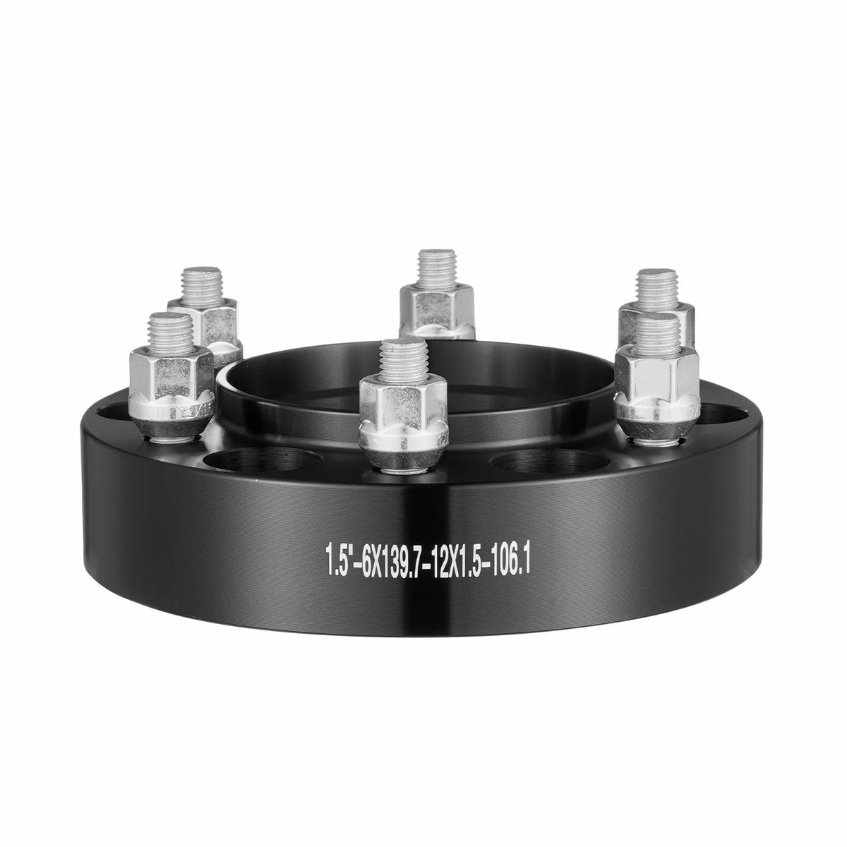 38.1 mm 6x139.7 mm forged wheel adapters, 6 stud, black, 4 pcs
