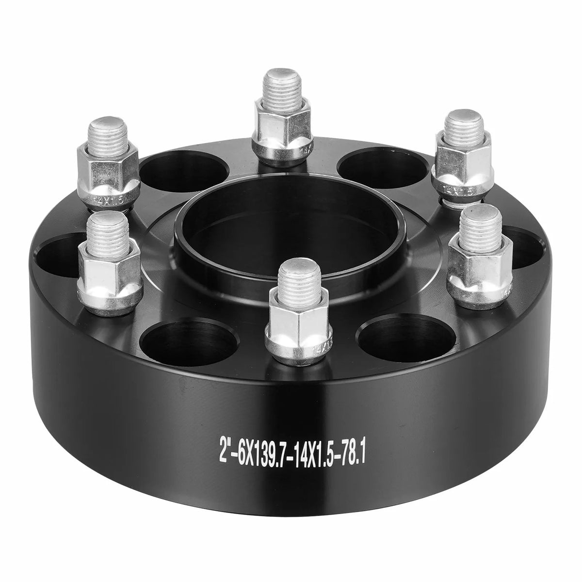 50.8 mm forged aluminium wheel spacers 6x139.7, 4 pcs, black, M14x1.5, 108 mm