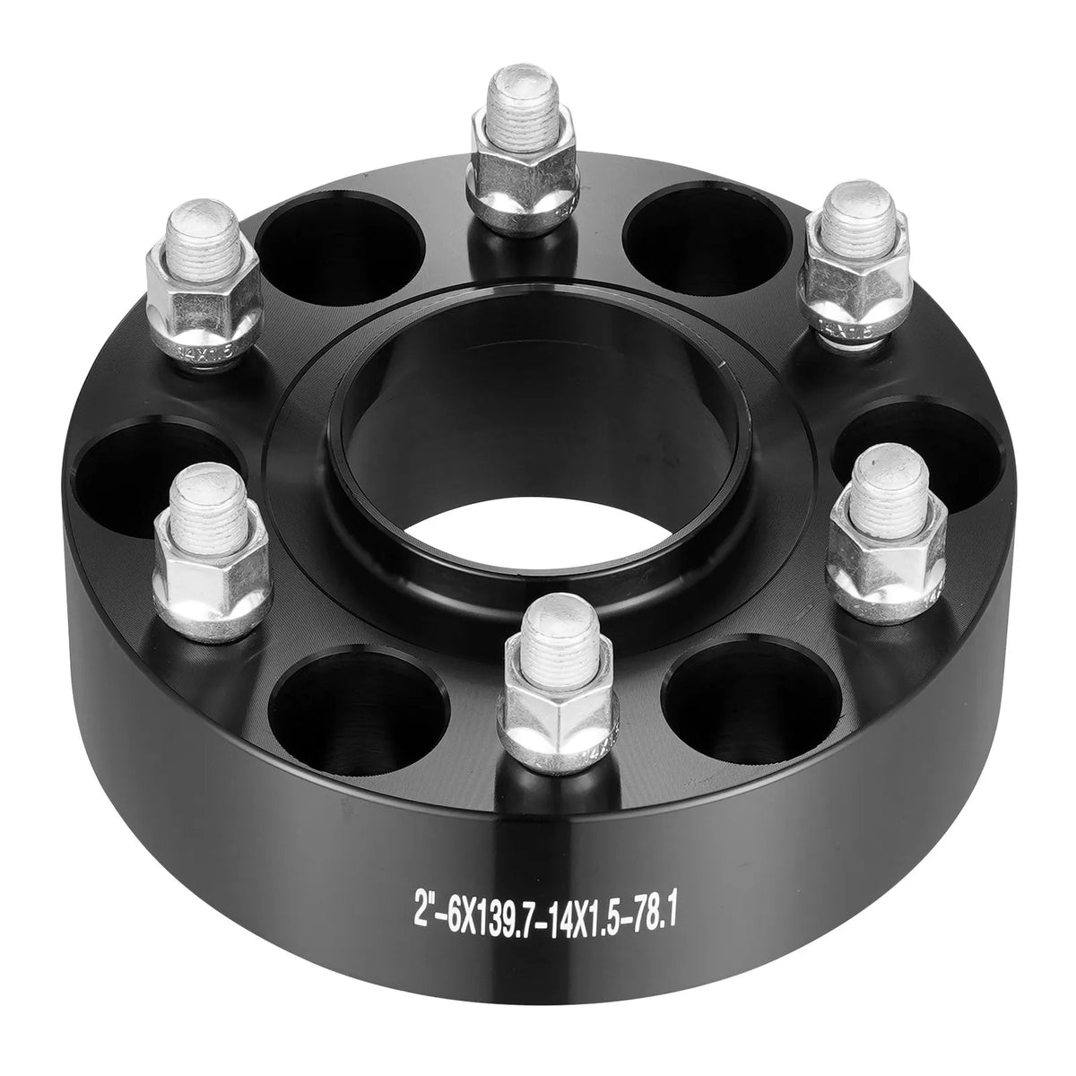 50.8 mm forged aluminium wheel spacers 6x139.7, 4 pcs, black, M14x1.5, 108 mm