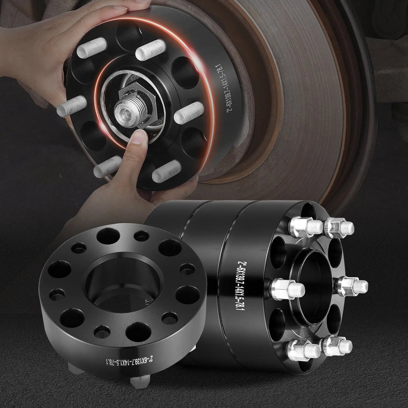 50,8 mm kalta alumīnija riteņu starplikas 6x139,7, 4 gab., melnas, M14x1,5, 108 mm