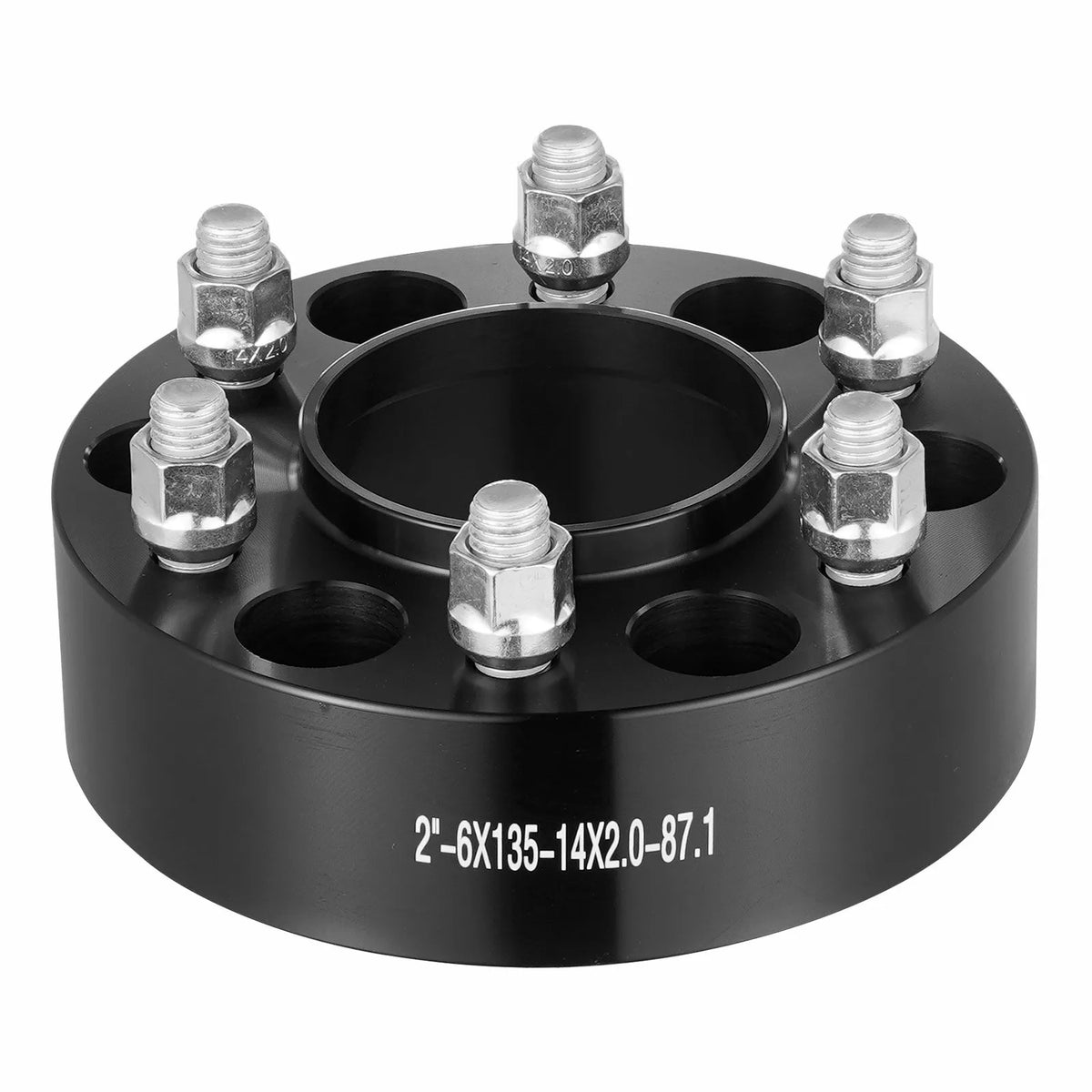 Wheel Spacers Black, 4 pcs, Solid, 15.24 × 13.46 cm, with 6 Bolt Holes, 5.08 cm Thick