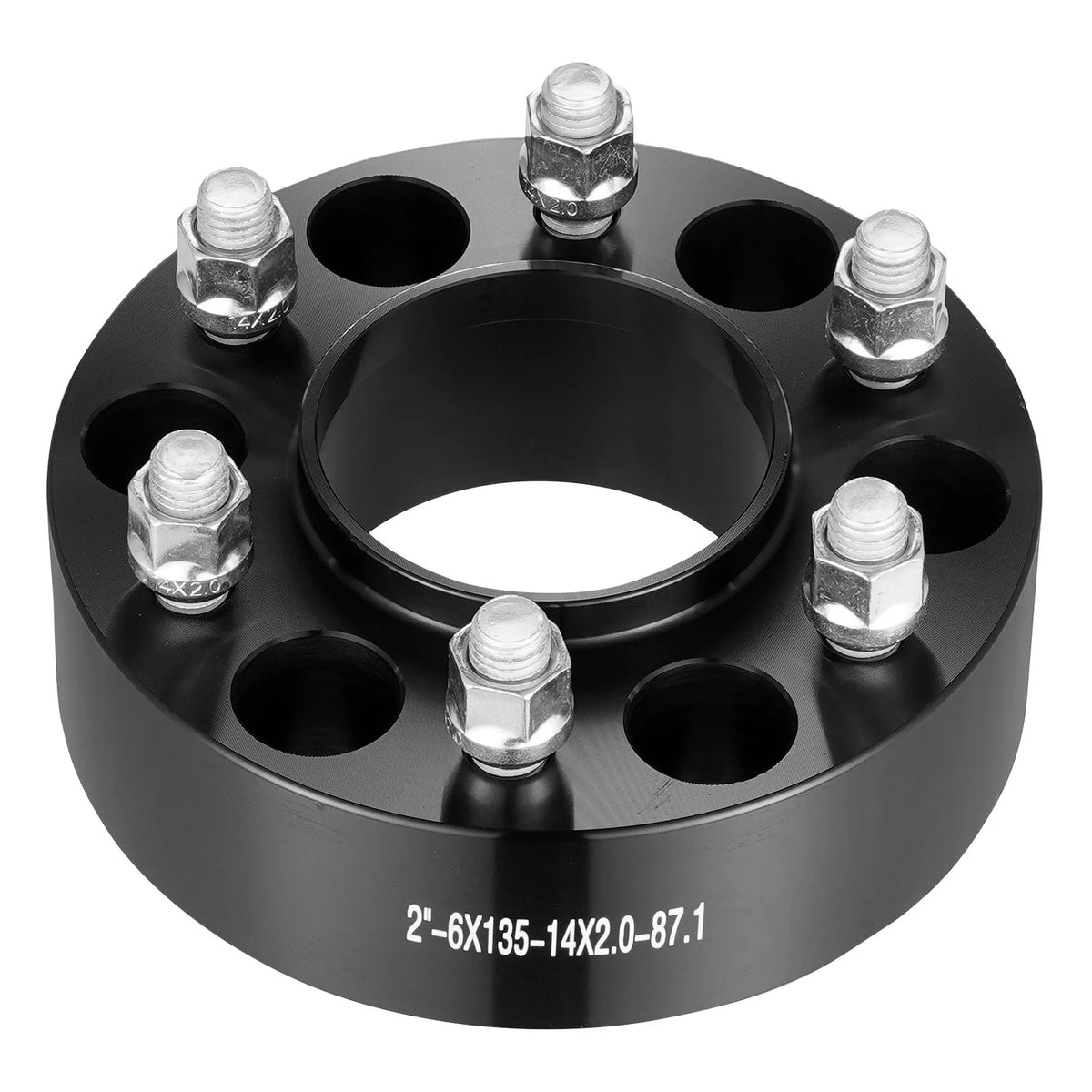 Wheel Spacers Black, 4 pcs, Solid, 15.24 × 13.46 cm, with 6 Bolt Holes, 5.08 cm Thick