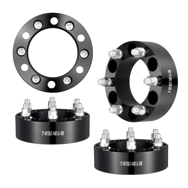 50,8 mm 6x139,7 mm kalti riteņu adapteri, 6 skrūvju, melni, 4 gab.
