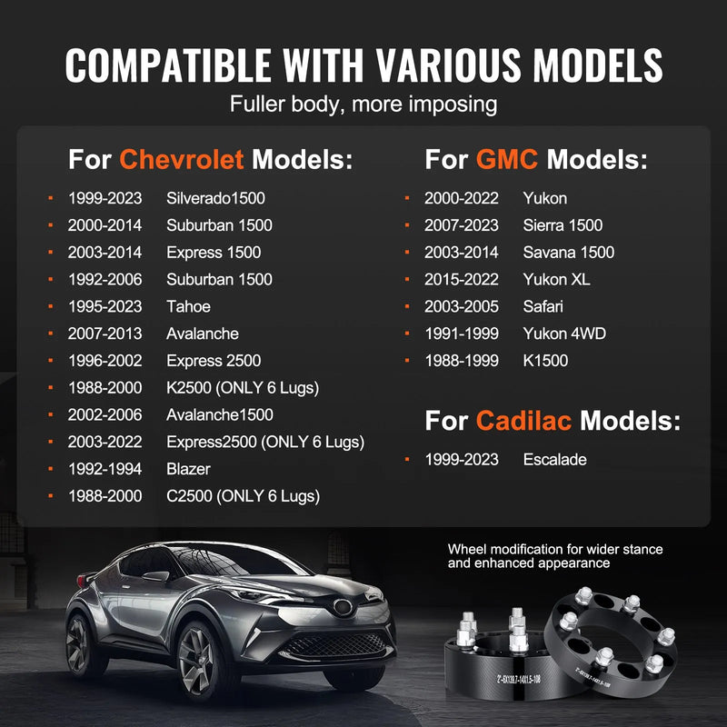 50,8 mm 6x139,7 mm kalti riteņu adapteri, 6 skrūvju, melni, 4 gab.