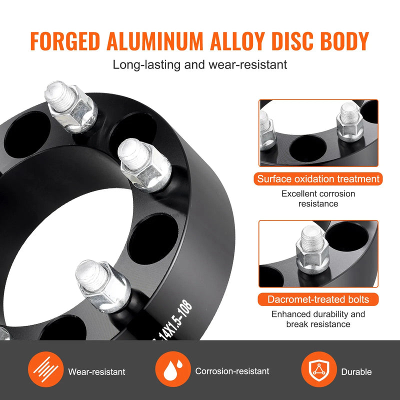 50,8 mm 6x139,7 mm kalti riteņu adapteri, 6 skrūvju, melni, 4 gab.