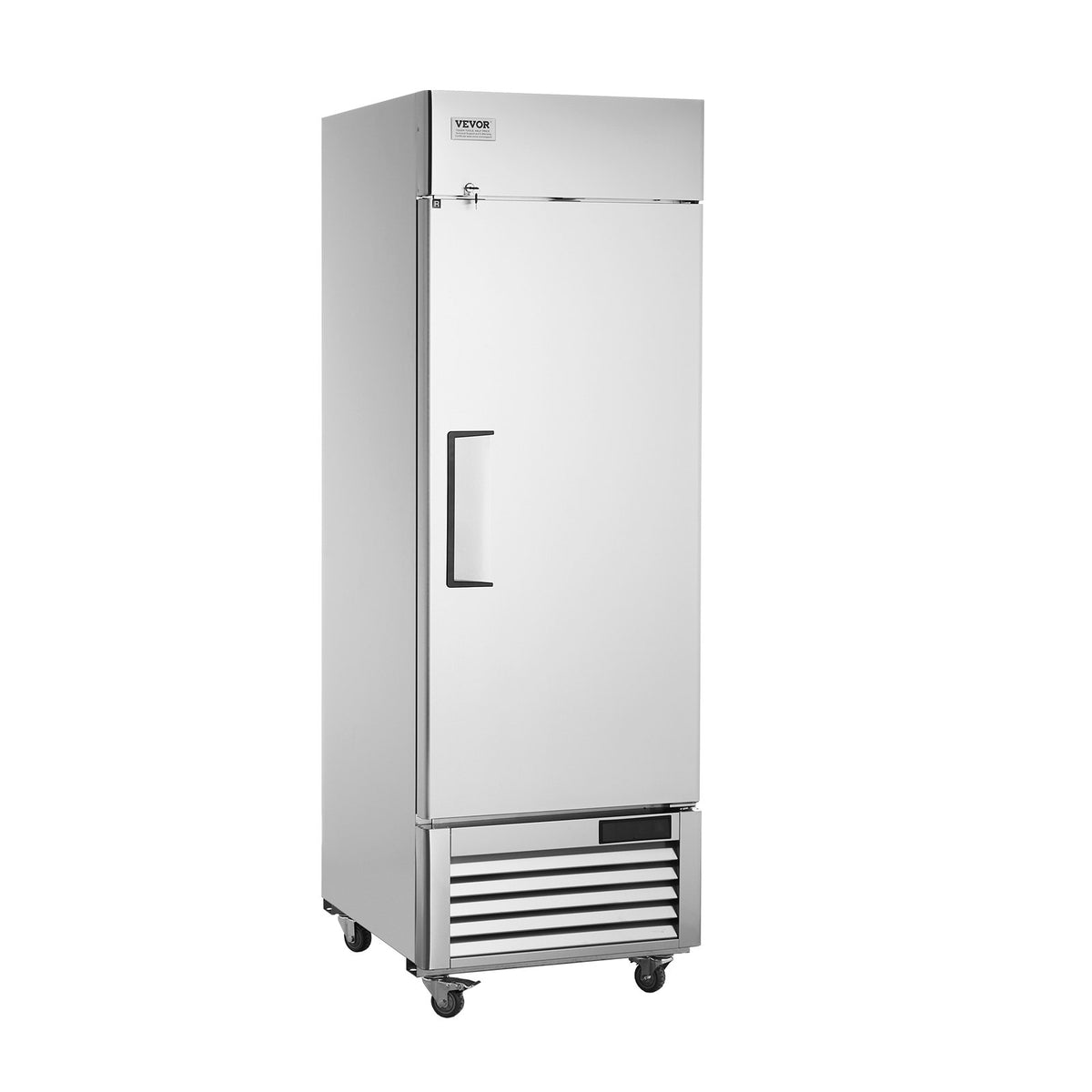 VEVOR komerciālais ledusskapis 570 l, vertikāls ar vienām durvīm, 3 plaukti, −2…+8 °C, nerūsējošā tērauda
