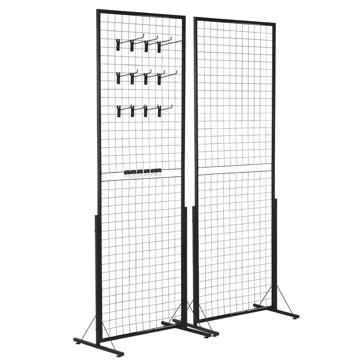 VEVOR Grid Display Panels 61 × 170 cm, 2 pcs, with T-shaped Floor Stands, Double-sided, with Additional Hooks and Fasteners – Suitable for Exhibitions and Retail Spaces