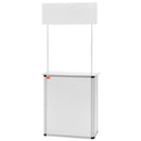 VEVOR pārnēsājams izstāžu podiums, 78,5 × 38 × 181,5 cm, salokāms reklāmas stends ar sienu, uzglabāšanas plauktu un pārnēsājamo somu