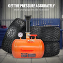 Riepu malas piepūšanas tvertne, 19 l tilpums, ar spiediena mērītāju un rokturi, maksimālais spiediens 10 bar, darbības spiediens 5,9-8 bar, piemērota vieglajiem auto, kravas automašīnām un ATV