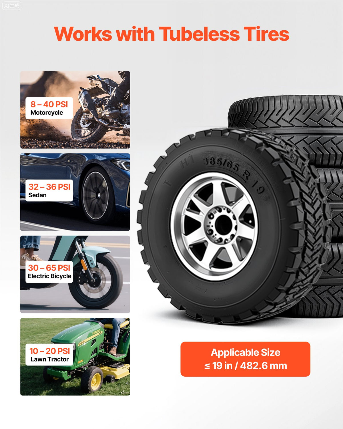 VEVOR riepu bortu uzstādīšanas blasteris 6 l, 6–8 bar, ar sprūda mehānismu, vieglajiem auto un ATV