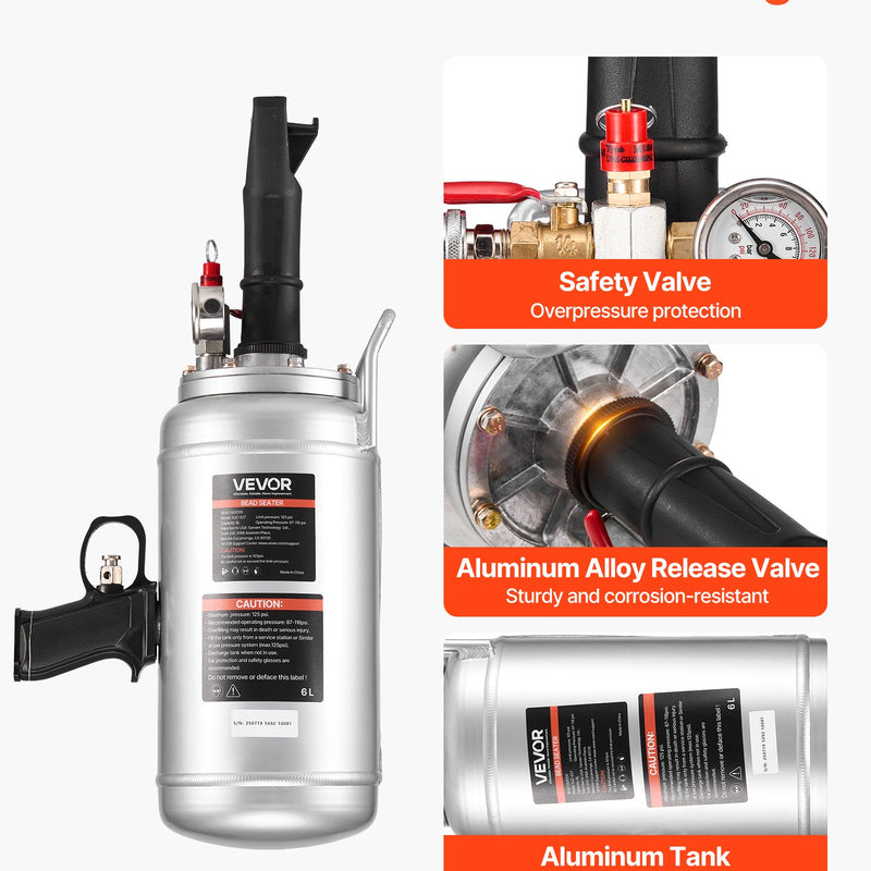 VEVOR portatīvs riepu bortu uzstādīšanas blasteris, 6 l gaisa tvertne, rokas riepu uzstādīšanas instruments ar sprūda mehānismu, darba spiediens 0,6–0,8 MPa, vieglajām automašīnām, SUV, vieglajiem kravas auto, elektroskrejriteņiem un ATV