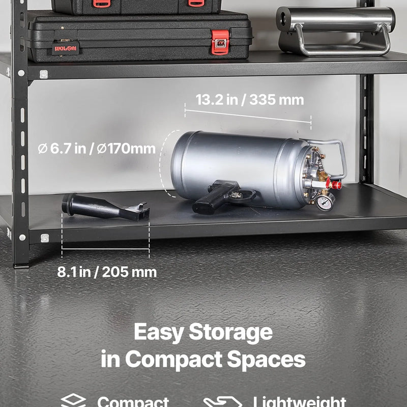 VEVOR portatīvs riepu bortu uzstādīšanas blasteris, 6 l gaisa tvertne, rokas riepu uzstādīšanas instruments ar sprūda mehānismu, darba spiediens 0,6–0,8 MPa, vieglajām automašīnām, SUV, vieglajiem kravas auto, elektroskrejriteņiem un ATV