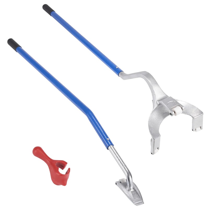 Manuālais riepu montāžas/demontāžas rīks 571–622 mm – tērauds, 3 daļas, ar papildus turētāju un bezkameru kravas automašīnu riepu pārlaizītāju – oranžs